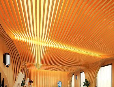 弧形木紋熱轉印鋁方通吊頂